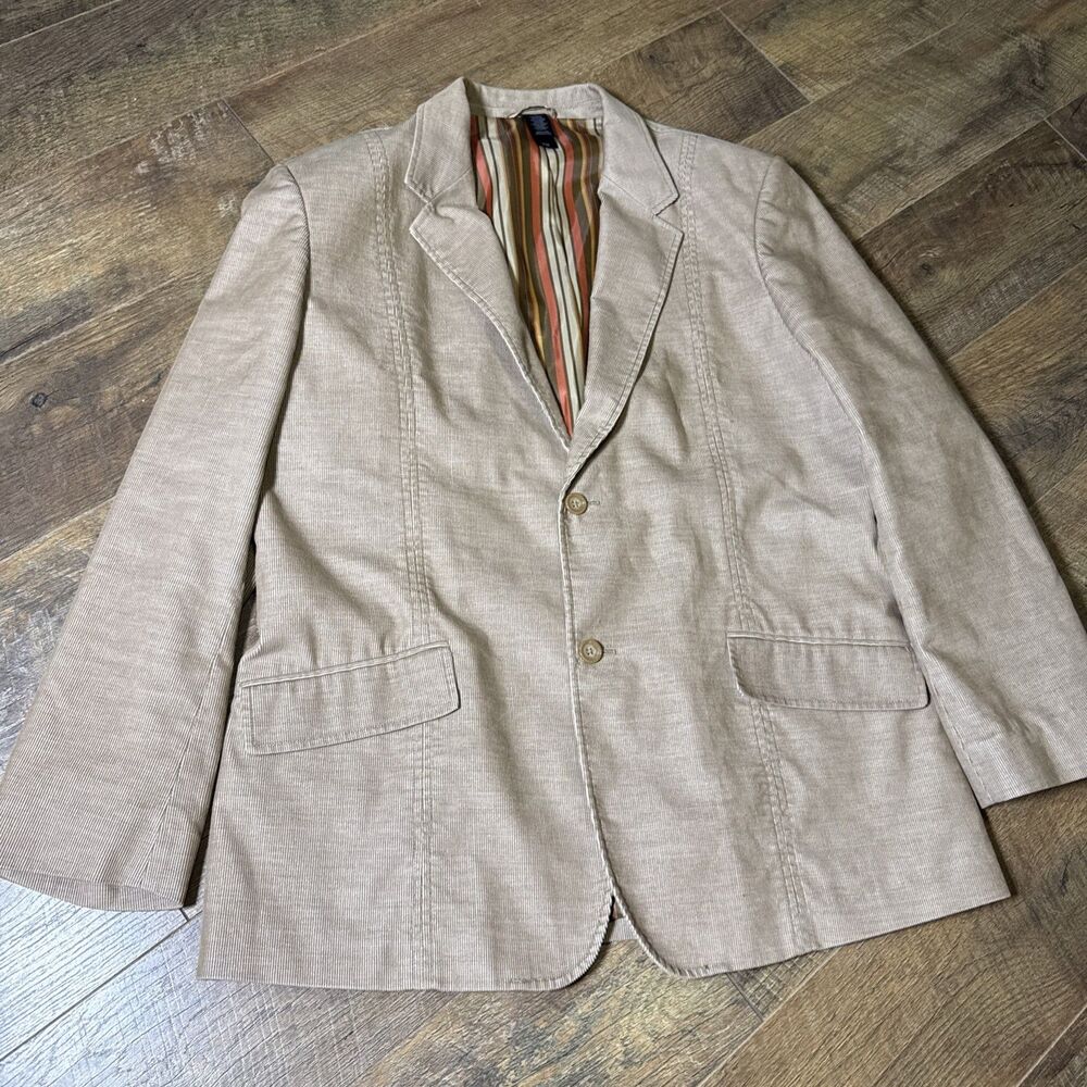 Claiborne Blazer Mens 46R Tan Fine-Whale Corduroy Cotton Sport Coat Jacket